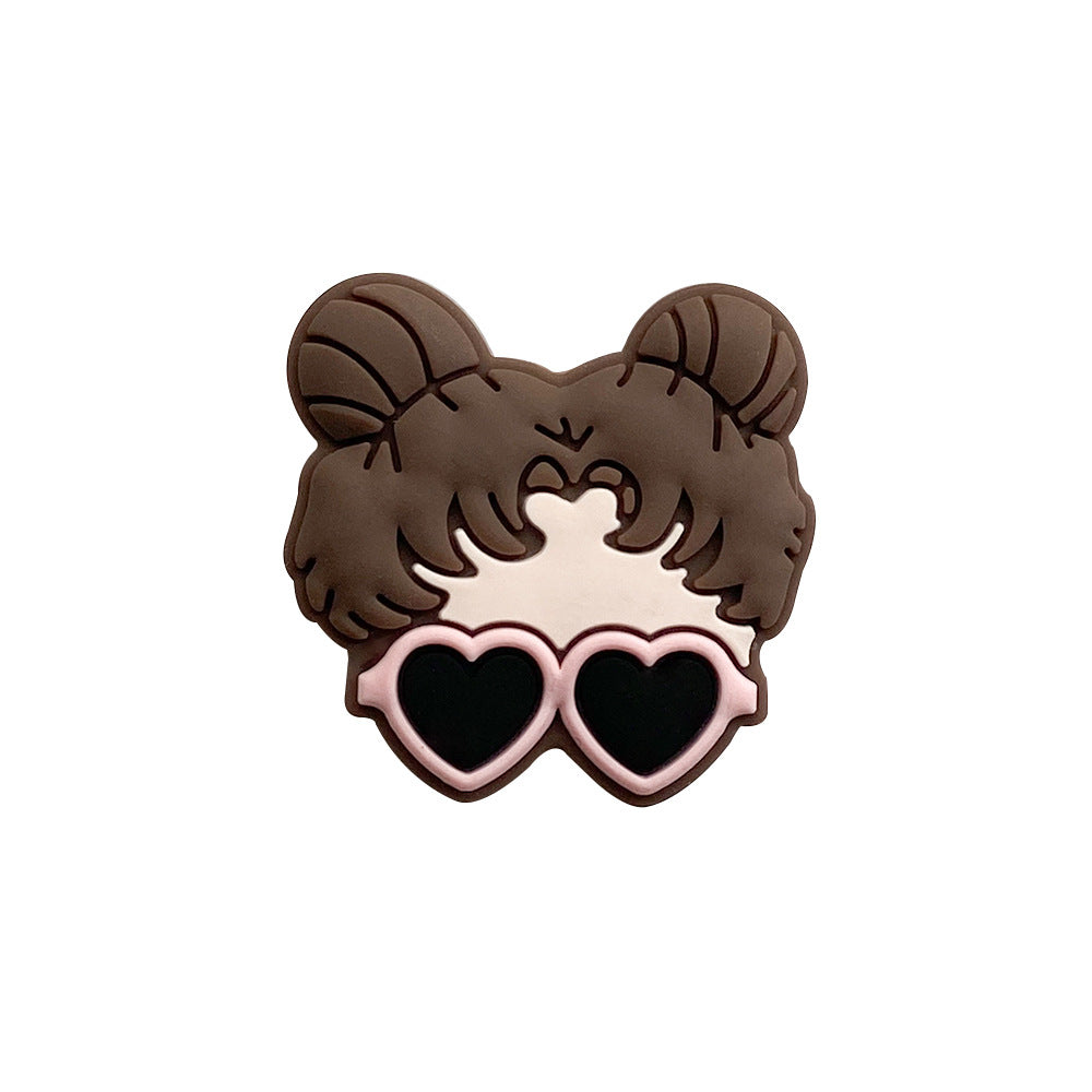 Venta al por mayor, 10 Uds. De cuentas de silicona para gafas de corazón y niña con tamaño de poro de 2,5mm